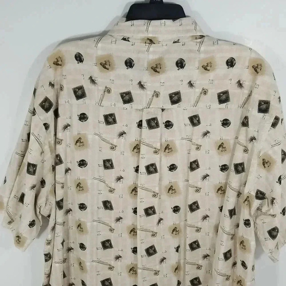 {Roundtree & Yorke} Mens Fishing Novelty Print Button-Down Casual Shir - Picture 7 of 13